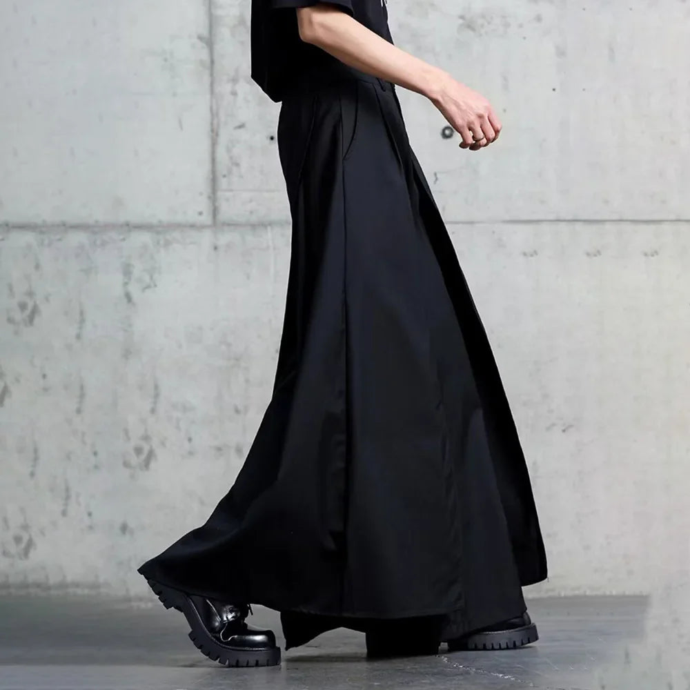Gothic Y2K Single Layer Thick Japanese Culottes Dark Style Streetwear Draped Personality All Match Casual Pants Unisex