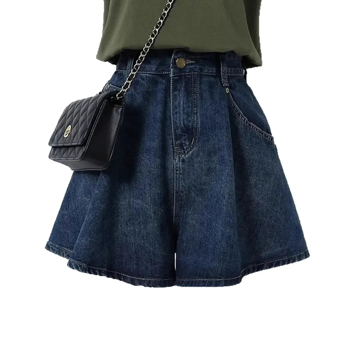 High Waist Wide Leg Short Jeans Thin Loose Slimming A- Line Pants plus Size Cover Hip Versatile Shorts