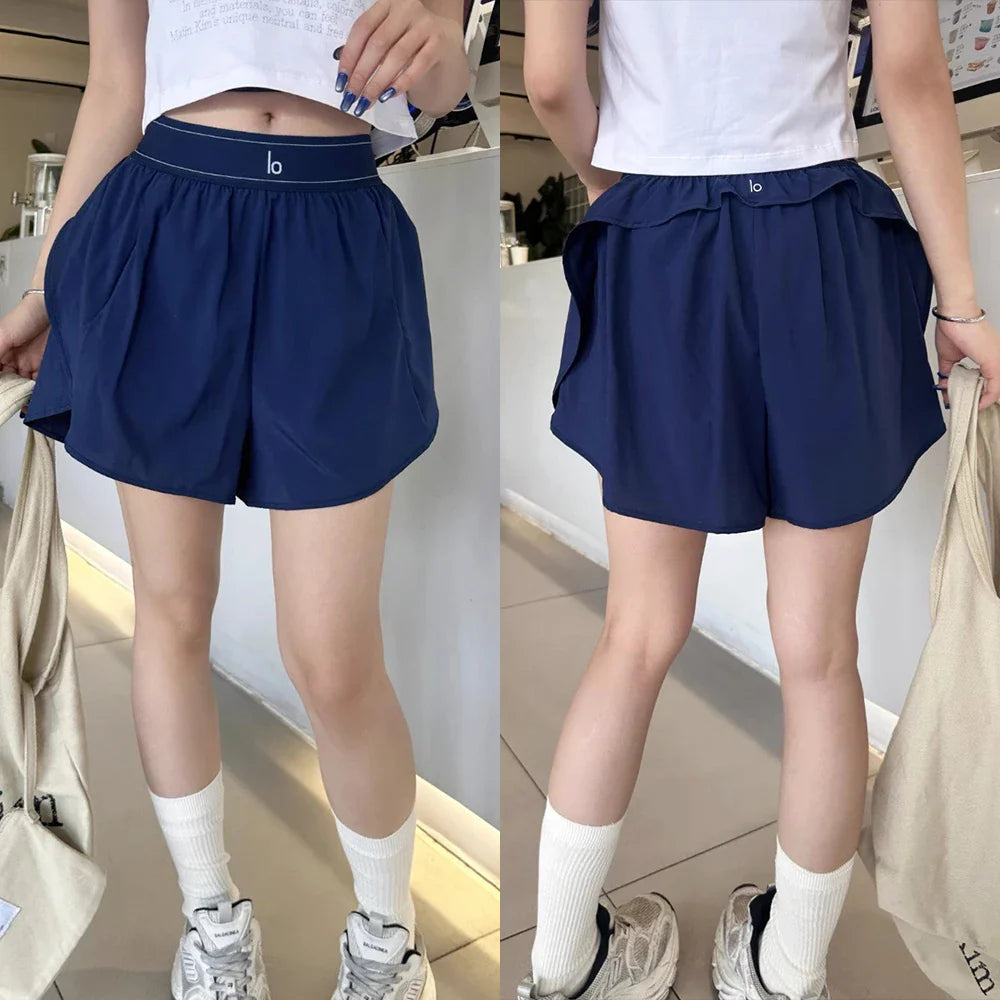 A* Yoga Shorts Thin Fast Drying Sports Breathable Elastic High Waist Loose Yoga Comfortable Running Gym Shorts