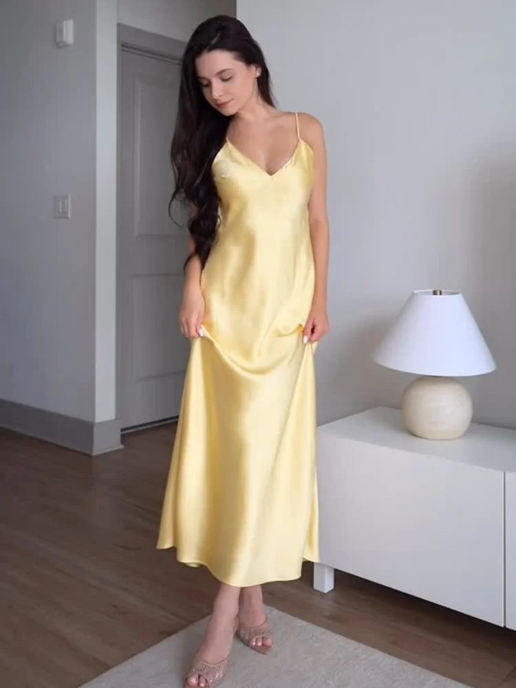 Off Shoulder Pink Satin Maxi Dresses Sleeveless Backless Bodycon Hollow Out Gowns Evening Party Robes