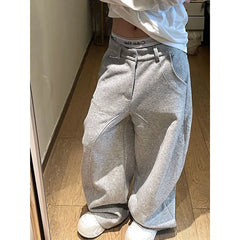 Vintage Y2K 2000s Parachute Grey Pants Harajuku Streetwear Letter Wide Leg Oversize Pockets Baggy Cargo Sweatpants