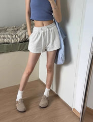 Loose Shorts Solid Pocket Retro Y2K Sportwear Wide Leg Pants Casual Streetwear Joggers Trousers