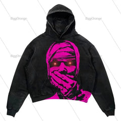 Punk Wind Ninja Printed Long-sleeved Hoodies Couples Hip-hop Street Y2k Street Loose Oversized Hoodies Harajuku Goth Top