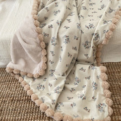 Warm Baby Blanket Pompom Blush Sprigs