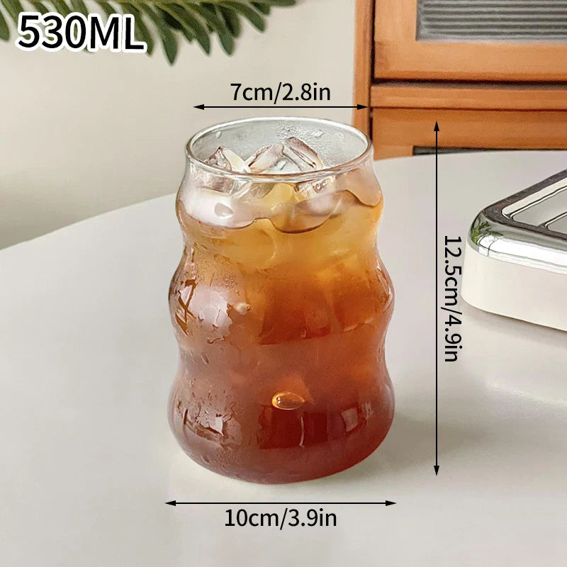 Glass Drinkware Cold Coffee Cups Latte Coffee Glass Iced Juice Milk Water Bottle