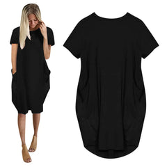 Plus Size Short Sleeve O-Neck Loose Casual Dresses