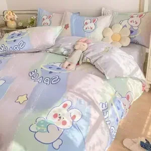Pink Light Blue Checkered Striped Duvet Cover with Multiple Patterns 200X230cm Soft Duvet Cover Suitable