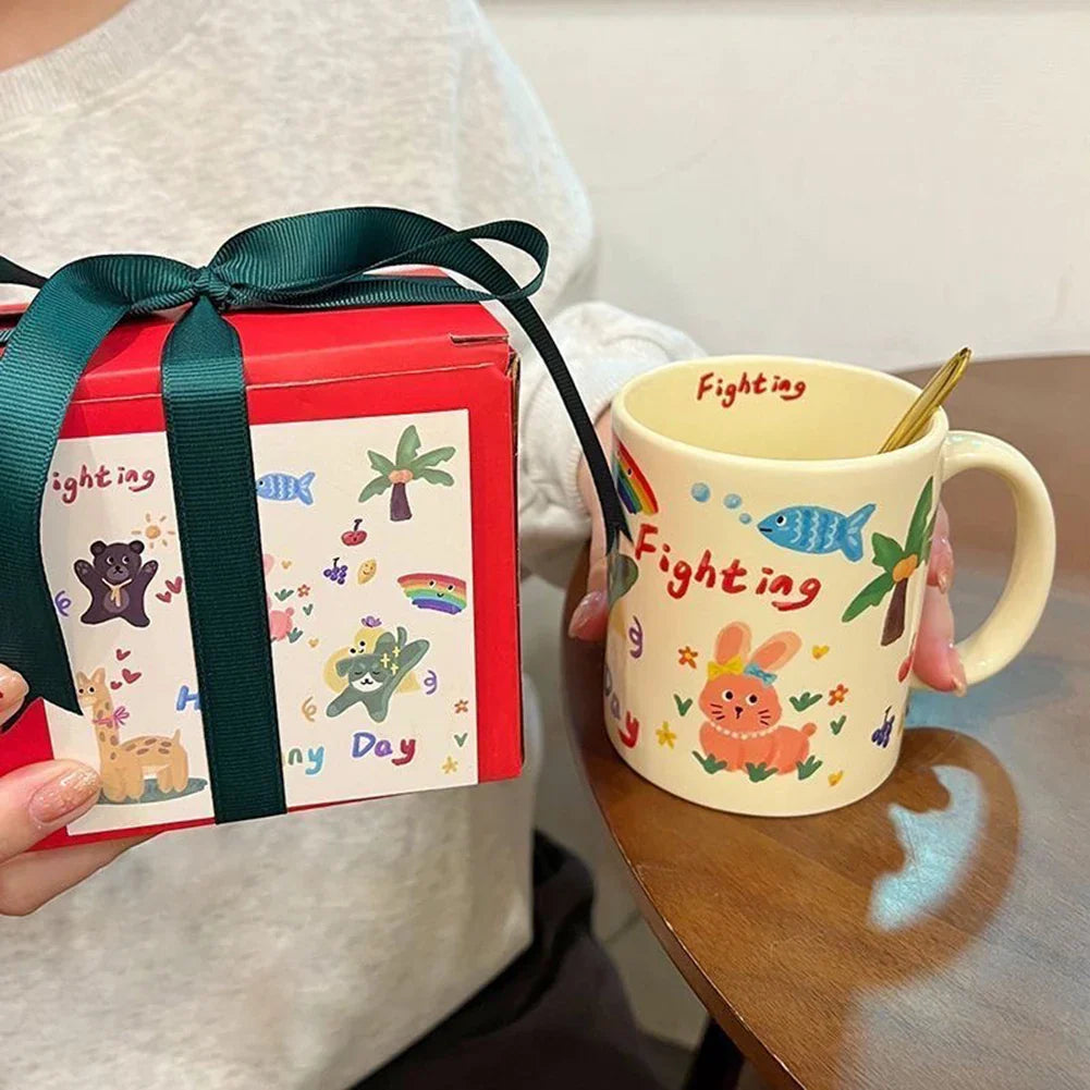 Ceramic Coffee Mug Funny Cute Cartoon Dog Mug with Handle Home Baking Dessert Breakfast Milk Mug Present