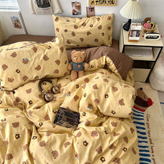 Soft Skin-friendly Bedding Set Comfortable Breathable Duvet Cover Set with Sheet Single Double Quilt Cover
