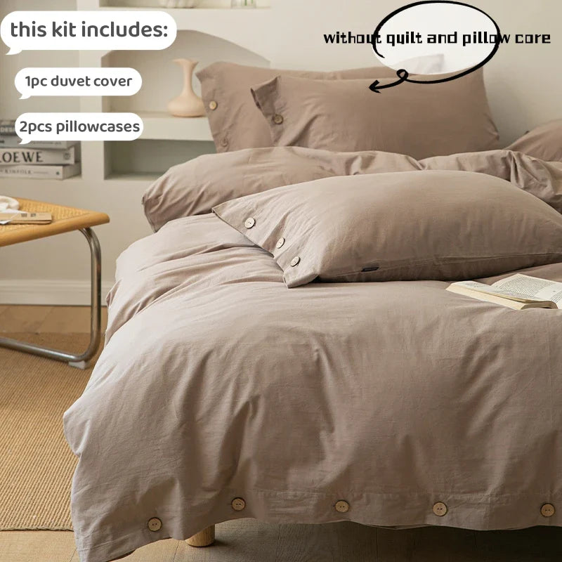 3pcs 100% cotton bedding set Double Duvet Cover Set 220x240 Solid Twist Cotton King Size Bedding Set Quilt Cover Set