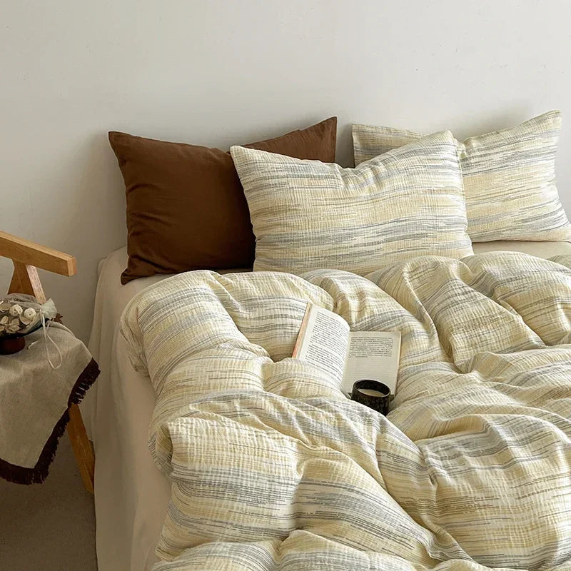 Washed Super Soft Duvet Cover Set with Bed Sheet Skin-friendly Bedding Set Hygroscopic Breathable Quilt Cover