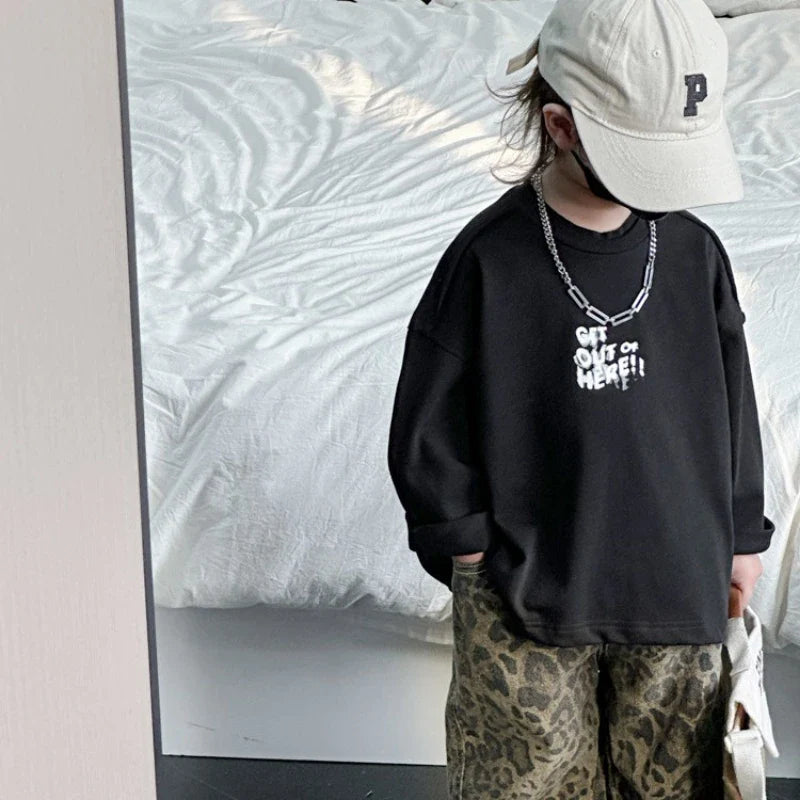 Hip Hop Casual Loose Children's Pants Children's Pure Cotton Leopard Pattern Jeans Trendy Casual Pants