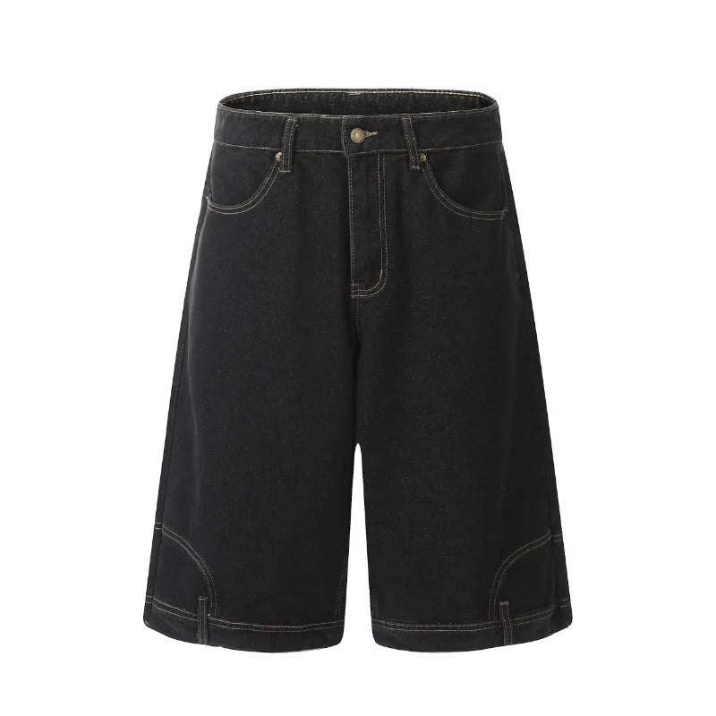 American Vintage Denim Shorts High Street Loose Wide Leg Niche Pants Casual Versatile Short Jeans Male