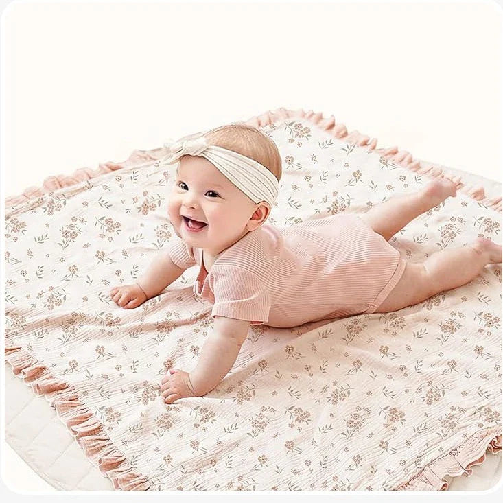 Ruffle Baby Blanket Cotton Swaddle Newborn Wrap Flower Muslin Receive Blankets Stroller Cover