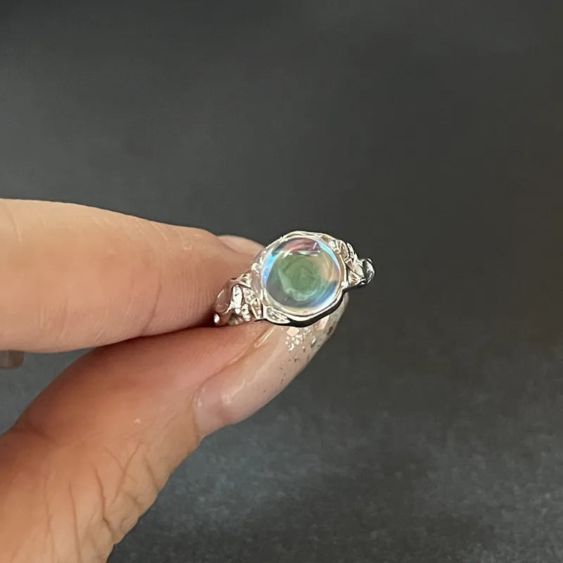 Y2K Crystal Rings Kpop Heart Adjustable Ring Irregular Geometry Punk Vintage Rings Set