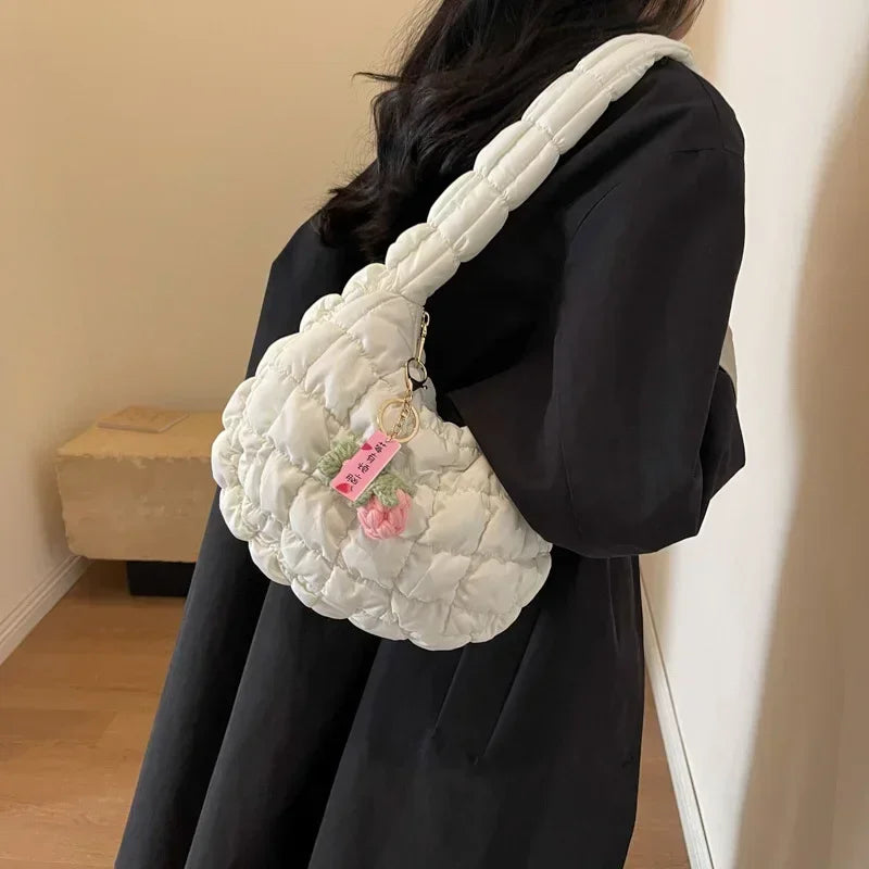 Bag Korean Version Sweet Girly Style Shoulder Bag Casual Bubble Dumpling Bag Fold Cloud Bags Exquisite