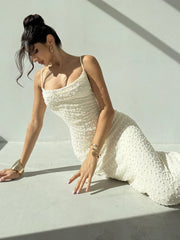 casual vacation backless slim-fit dress with hip strap