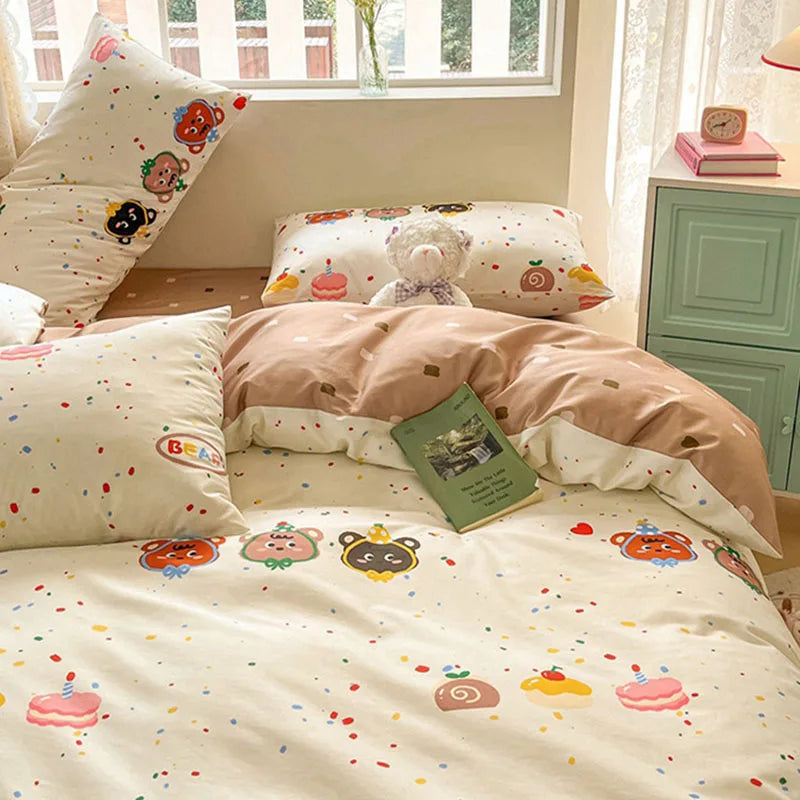 1Pcs 100% Cotton Printed Duvet Cover Cartoon Pattern Skin Friendly Breathable Comforter Cover Bedclothes