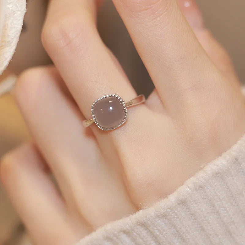 Sterling Silver plated Liquid Lava Hetian Jade Bamboo Ring