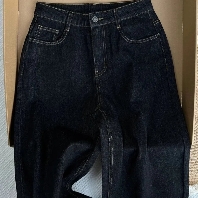 Streetwear Jeans Bottoms Pantalon Femme High Waist Vintage Straight Y2k Wide Leg Pants Casual Chic Denim Trousers