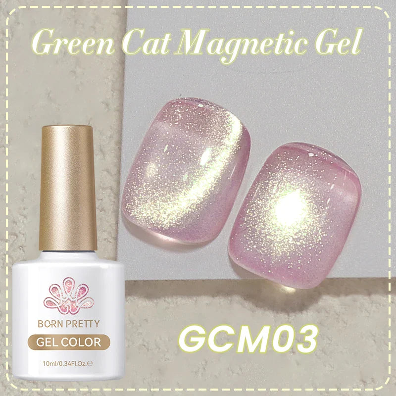 10ml Green Cat Magnetic Gel Ultra Shine Holographic Glitter Semi Permanant Soak Off UV LED Gel Varnish