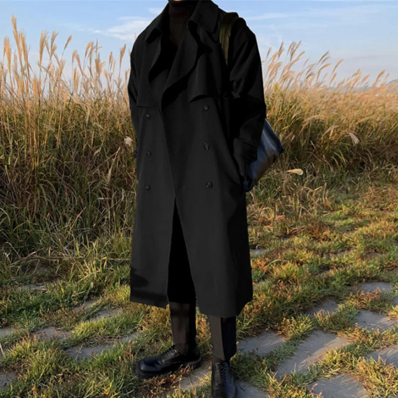 Trench coat Brand Trench Korean Overcoat Male Long Windbreaker Streetwear Coat Outer Wear Clothing