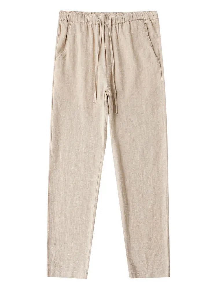 Casual Cotton Linen Chino Pants Wide Leg Lightweight Baggy Cotton Sweatpants Male Sport Jogger Straight Work Trousers