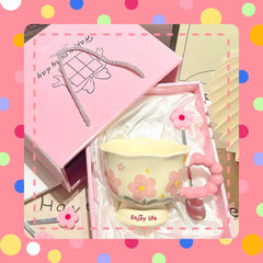 High Value Ceramic Flower Coffee Mugs Dishwasher Safe Creative Water Cups Birthday Gifts