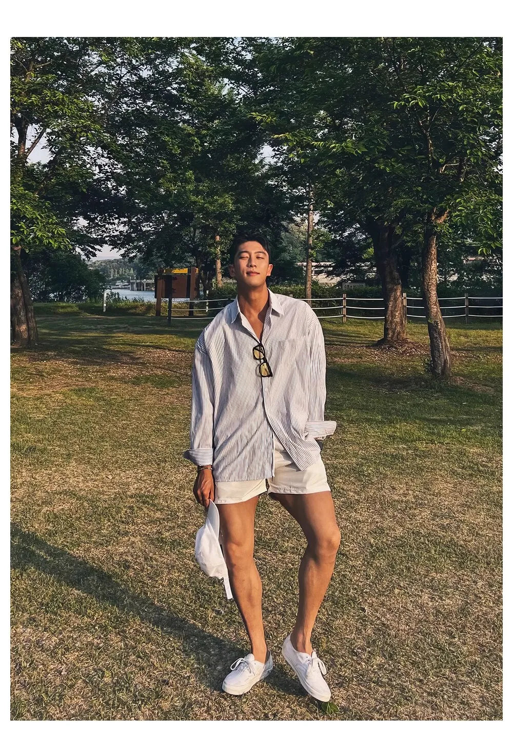 Blue Vertical Striped Long-Sleeved Shirt, Korean Style Casual Shirt Coat