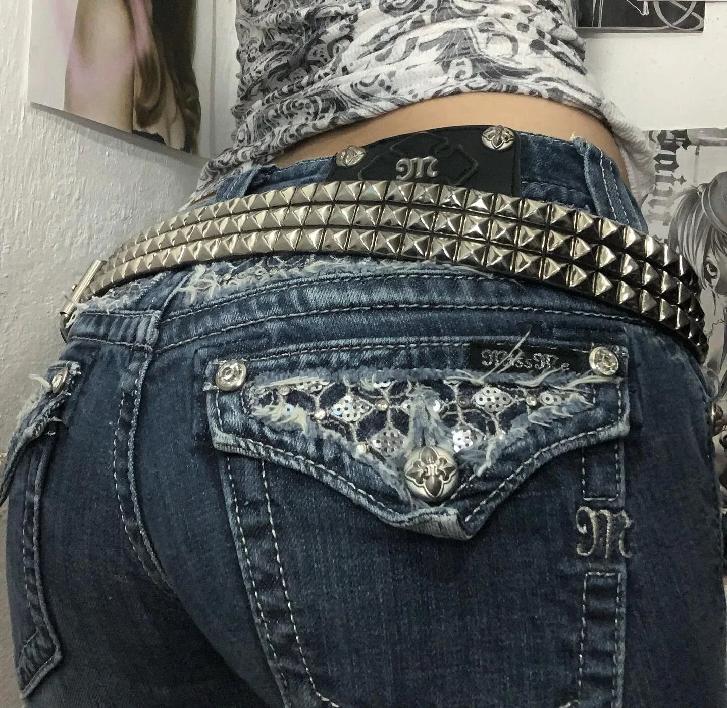 Vintage Blue Baggy Jeans High Waist Slim Flared Trousers Gothic Jeans Y2K Harajuku Hip Hop Pocket Embroidery Denim Pants