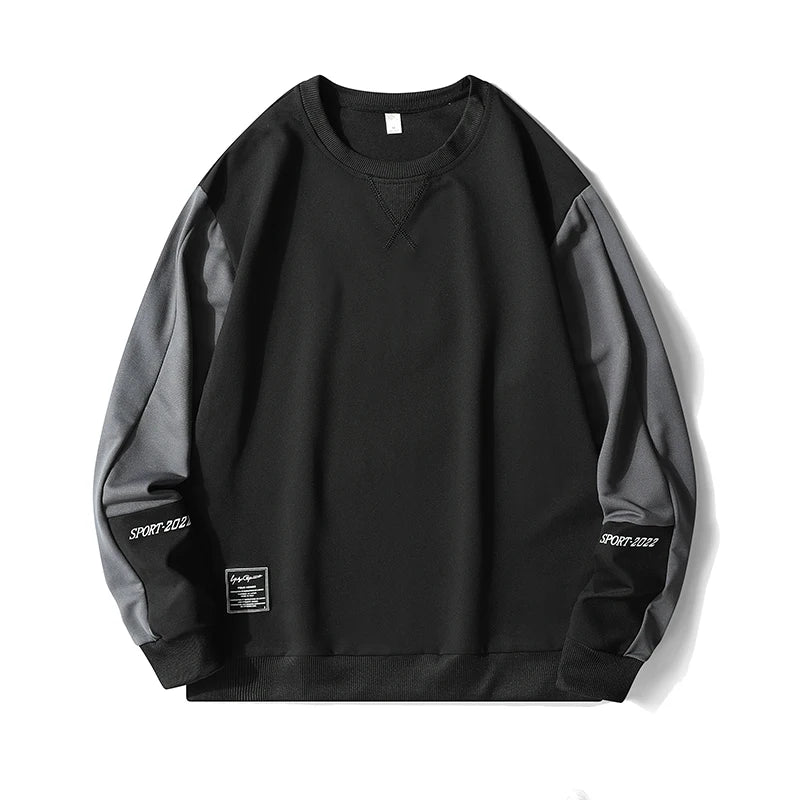 Male Patchwork Loose O-Neck Hip Hop Hoodies