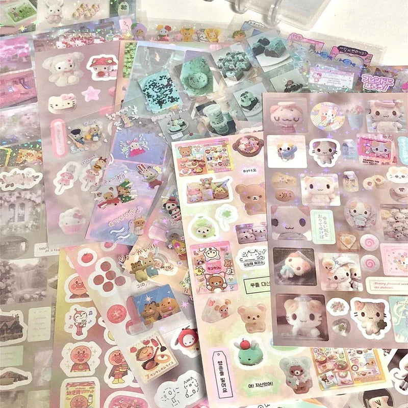 6pcs/10pcs Set Y2K Random Cute Glitter Laser Sticker