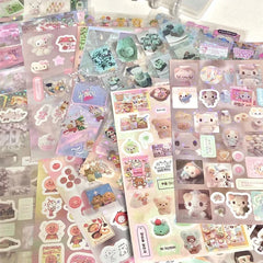 6pcs/10pcs Set Y2K Random Cute Glitter Laser Sticker