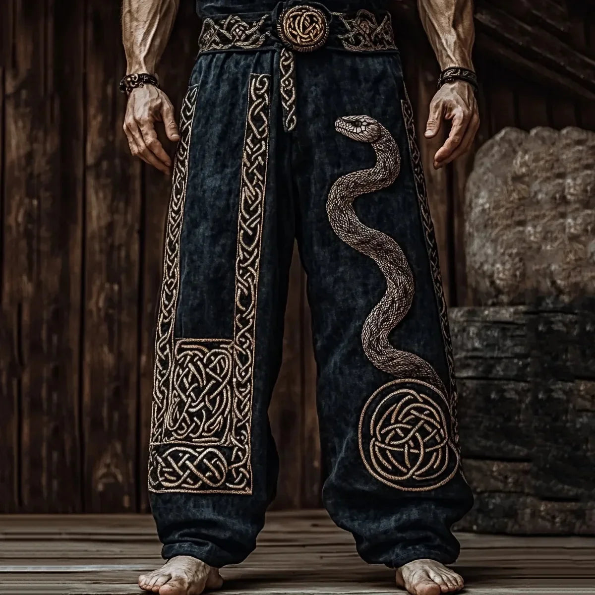 retro Viking Celtic art knot 3D printed casual pants drawstring straight leg pants beach pants