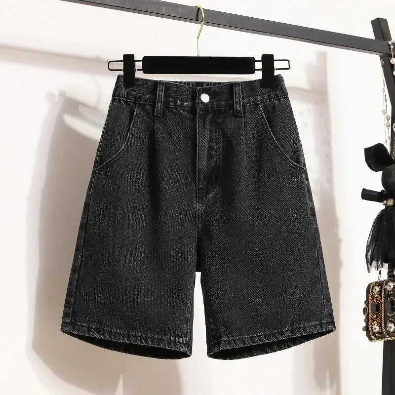 Y2K Denim Shorts Patch Vintage Shorts Street Hip Hop Harajuku Punk Loose High Waist Wide Leg Pants