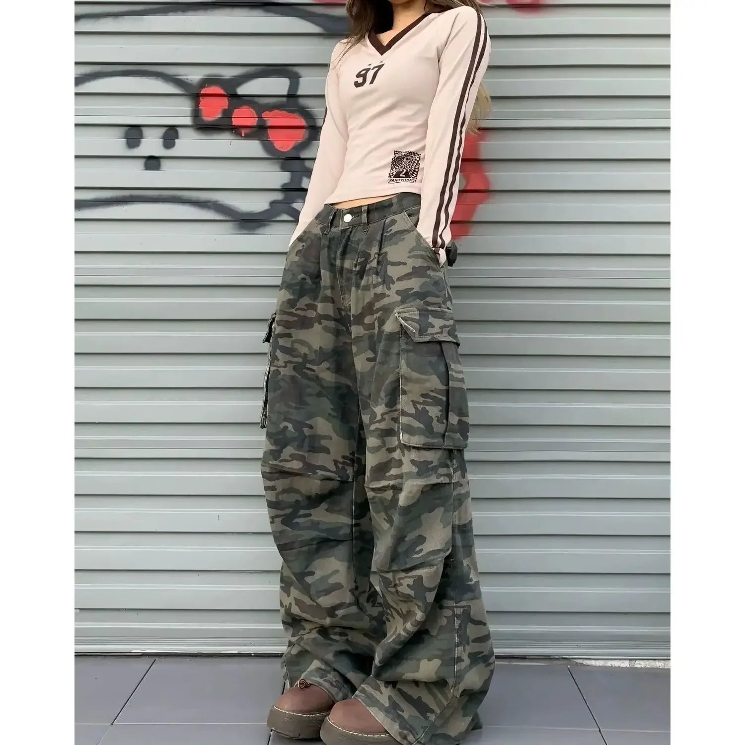 Vintage Jeans Loose-Fit Slimming Casual Wide-Leg Trousers American Style Streetwear Denim Cargo Pants