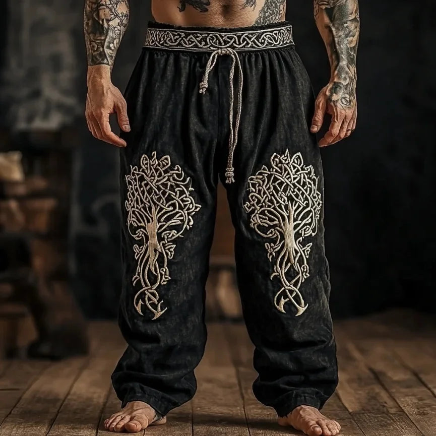 retro Viking Celtic art knot 3D printed casual pants drawstring straight leg pants beach pants