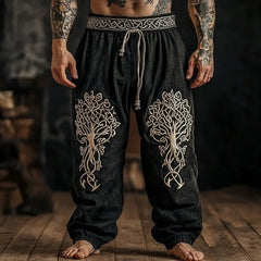 retro Viking Celtic art knot 3D printed casual pants drawstring straight leg pants beach pants