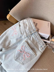 Casual Loose Fit Jeans Relaxed Trousers High Waist Wide Leg Light Wash Embroidered Plus Size Comfort Jeans jeans