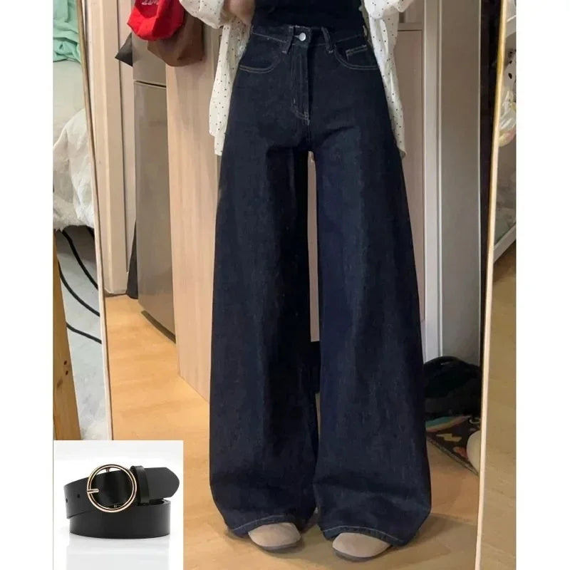 DeepBlue High-Waisted Wide-Leg Jeans