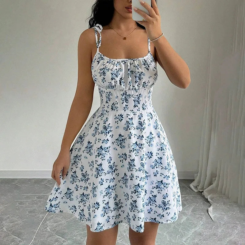 Floral Spaghetti Strap Beach Short Dress,Dresses,Clothing,Clothes,Sundress,in Dress