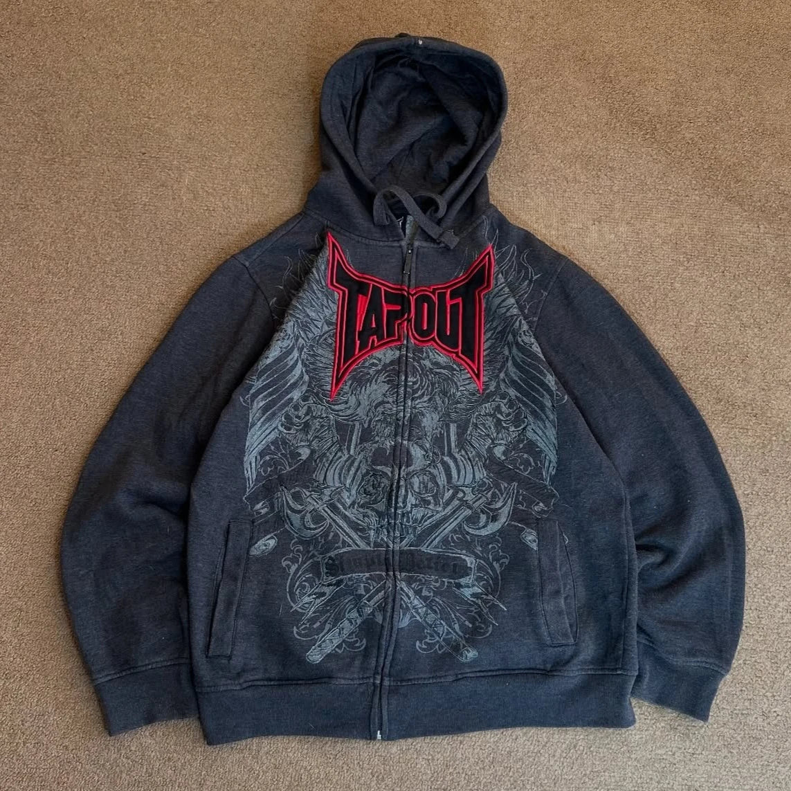 American Two-Sided Hoodie Sweatshirt Hip Hop Harajuku Sweatshirts Zipper Hoodie Oversized Streetwear Jacket Y2k Clothes