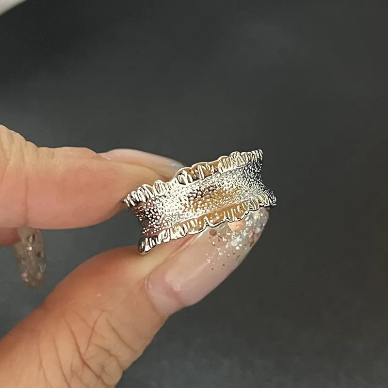Y2K Crystal Rings Kpop Heart Adjustable Ring Irregular Geometry Punk Vintage Rings Set