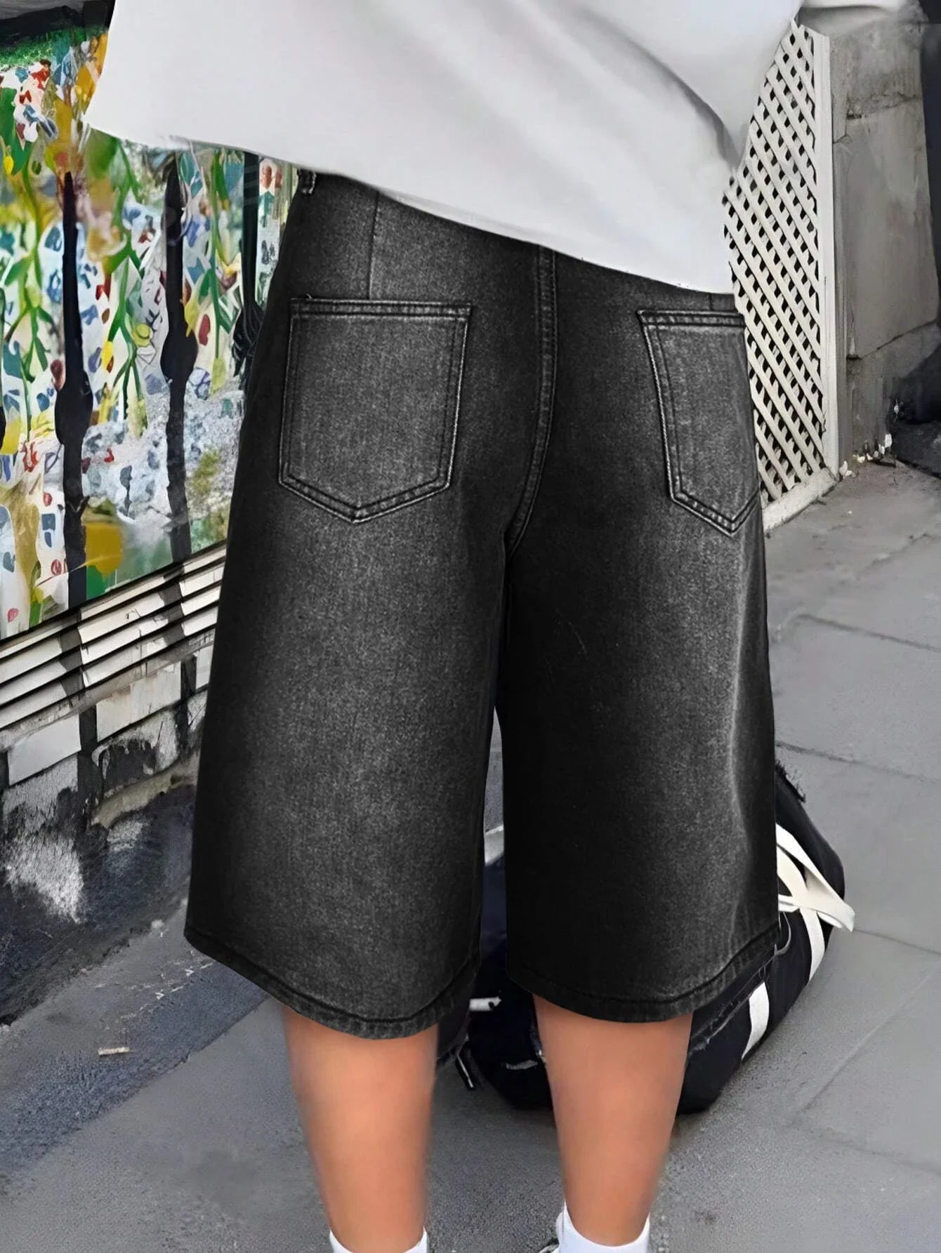Y2K Ombre Wash Gradient Loose Edition Streetwear knee-length denim shorts Jorts, jeans