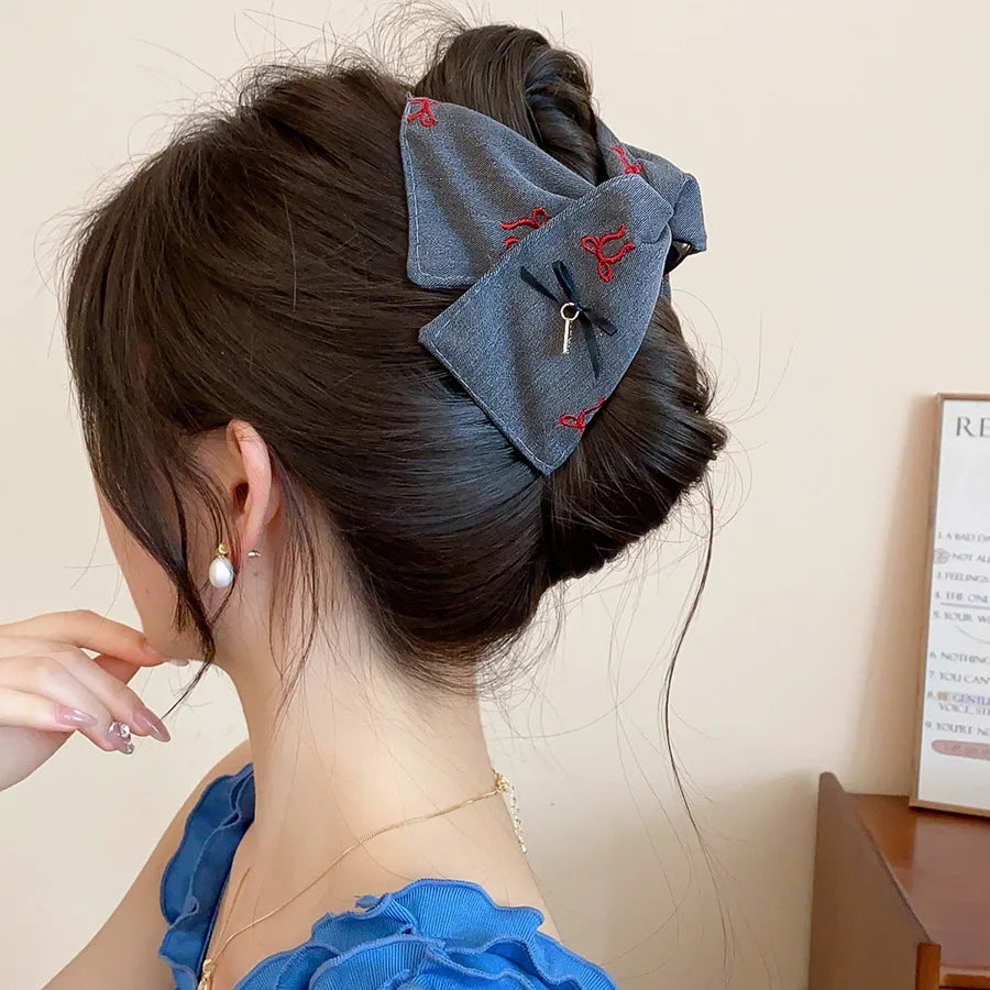 Korean Fabric Plaid Triangular Hair Claw Clips