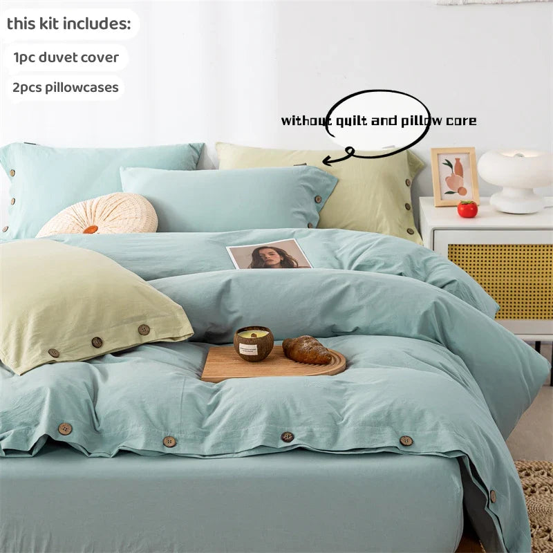 3pcs 100% cotton bedding set Double Duvet Cover Set 220x240 Solid Twist Cotton King Size Bedding Set Quilt Cover Set
