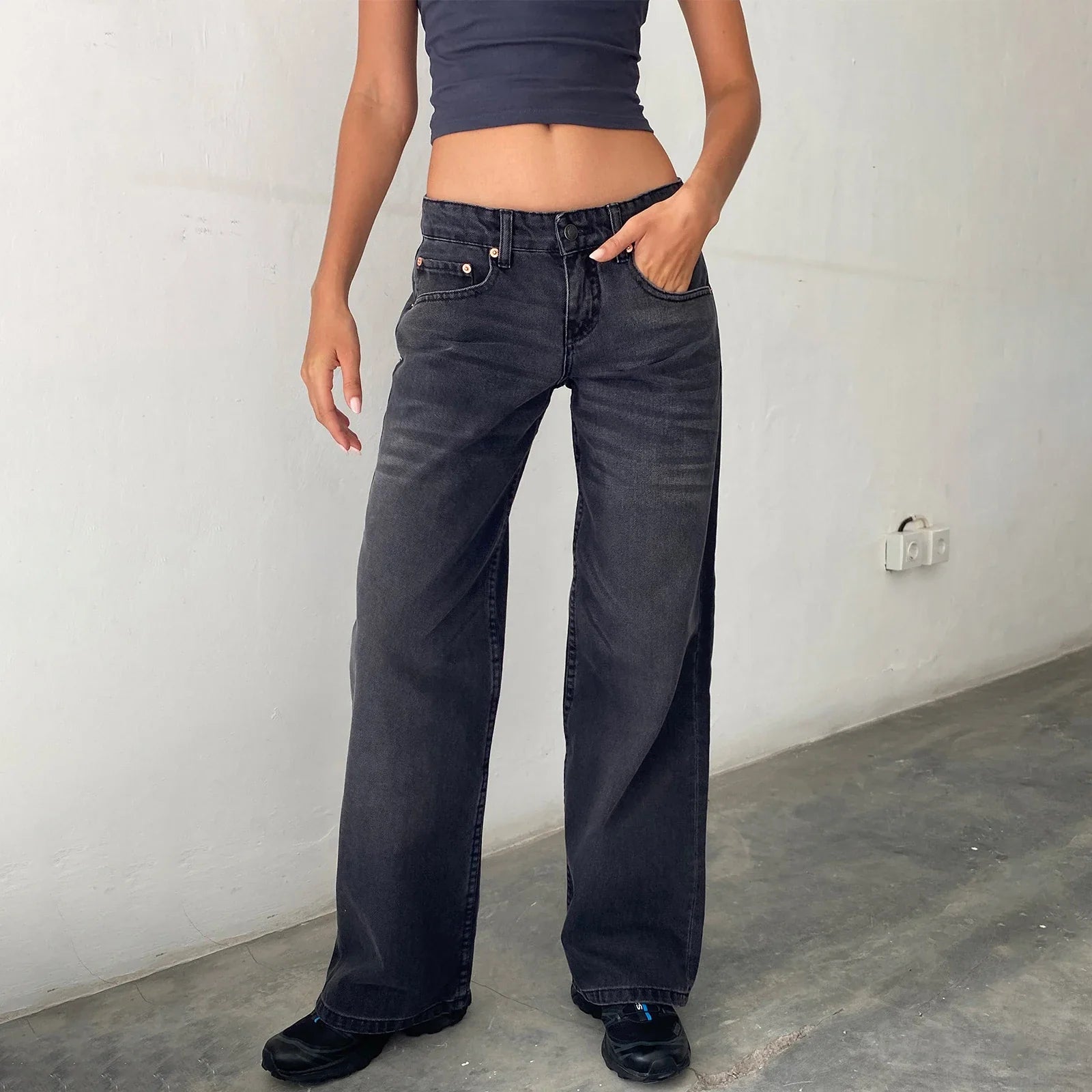 Wide Leg Jeans Casual High Waist Baggy Boyfriend Denim Pants Y2K Straight Streetwear Jeans Mom Jeans Trousers