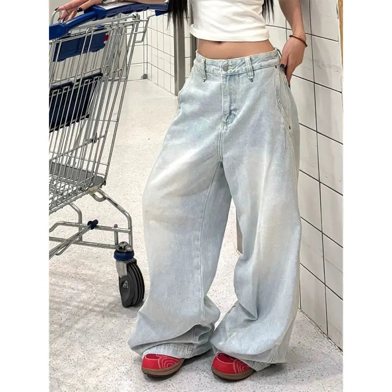Blue Jeans Y2K Baggy Vintage High Waisted Jeans Straight Streetwear Casual Big Size Wide Leg Denim Pants