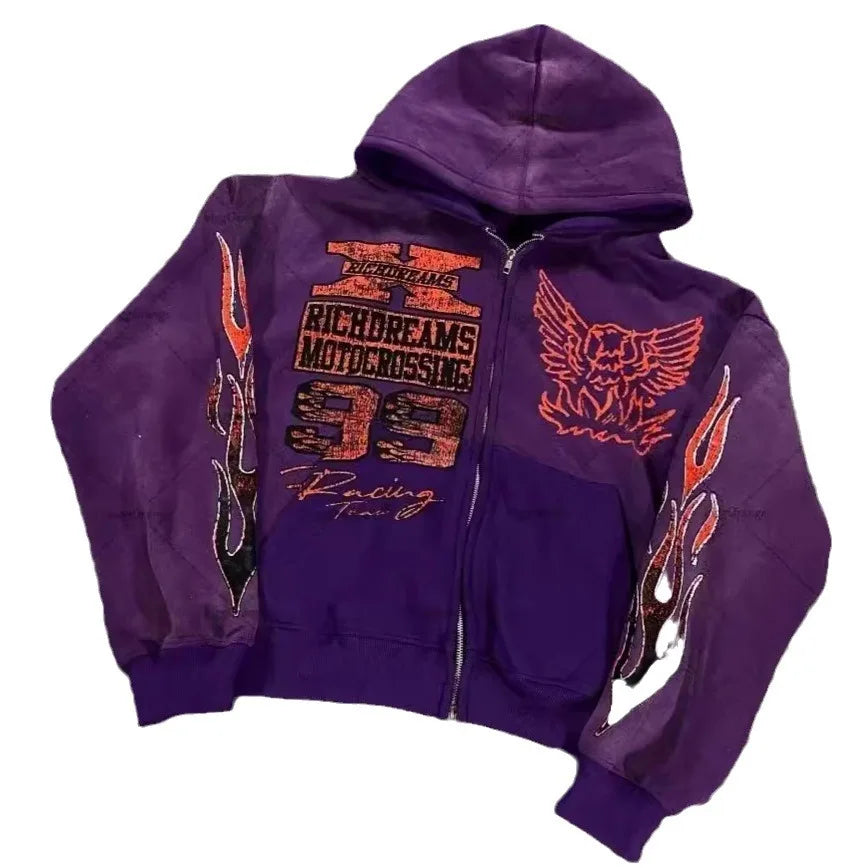Y2K Print Hoodie Retro Pattern Print's