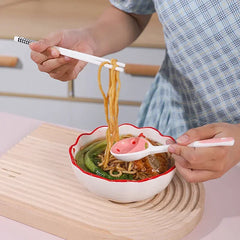 Kawaii Strawberry Ceramic Soup Spoon Cute Korean Ice Cream Hand Painted Coffee Dessert Long Handle Spoon Kitchen Accessories